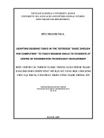 Adapting reading tasks in the textbook basic english for computing to teach reading skills to students at centre of information technology development 