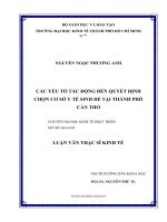 Các yếu tố tác động đến quyết định chọn cơ sở y tế sinh đẻ tại thành phố cần thơ 