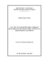 Các yếu tố ảnh hưởng đến ý định sử dụng dịch vụ mua hàng trực tuyến của khách hàng tại thành phố hồ chí minh 