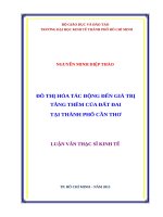 Đô thị hóa tác động đến giá trị tăng thêm của đất đai tại thành phố cần thơ 