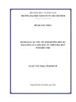 Đánh giá các yếu tố ảnh hưởng đến sự hài lòng của nhà đầu tư trên địa bàn tỉnh bến tre 