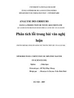 Analyse des erreurs dans la production de texte argumentatif (le cas des élèves bilingues de seconde au lycée chu van an, ha noi)  