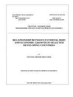 Relationship between external debt and economic growth in selected developing countries 