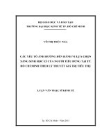 Các yếu tố ảnh hưởng đến hành vi lựa chọn xăng sinh học e5 của người tiêu dùng tại thành phố hồ chí minh theo lý thuyết giá trị tiêu thụ 