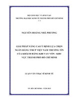 Giải pháp nâng cao ý định lựa chọn ngân hàng TMCP việt nam thương tín của khách hàng khi vay vốn   khu vực thành phố hồ chí minh 