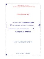 Các yếu tố ảnh hưởng đến quyết định sử dụng dịch vụ internet banking của khách hàng cá nhân tại địa bàn TP  HCM 