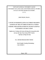 A study on demotivating factors in reading lessons of the 10th form students at high school for gifted students, hanoi national university of education 