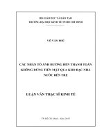 Các nhân tố ảnh hưởng đến thanh toán không dùng tiền mặt qua kho bạc nhà nước bến tre 
