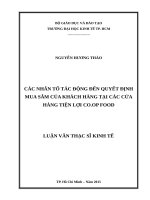 Các nhân tố tác động đến quyết định mua sắm của khách hàng tại các cửa hàng tiện lợi co op food 