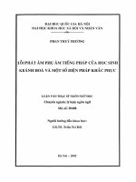 Lỗi phát âm phụ âm tiếng pháp của học sinh khánh hoà và một số biện pháp khắc phục 