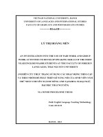 An investigation into the use of pair work and group work activities to develop speaking skills of the first year english major sutdents at the faculty of foreign languages 