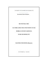 Factors affecting intentions to use mobile content services in ho chi minh city 