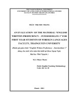 An evaluation of the material english written proficiency   intermediate 1 for first year students of foreign languages faculty, thainguyen university 