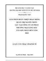 Giải pháp hoàn thiện hoạt động quản trị nguồn nhân lực tại công ty cổ phần thương mại xăng dầu tân sơn nhất đến năm 2018 