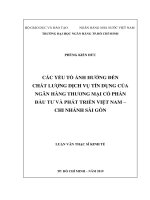 Các yếu tố ảnh hưởng đến chất lượng dịch vụ tín dụng của ngân hàng thương mại cổ phần đầu tư và phát triển việt nam   chi nhánh sài gòn 