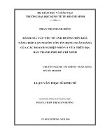 Đánh giá các yếu tố ảnh hưởng đến khả năng tiếp cận nguồn tín dụng ngân hàng của các doanh nghiệp nhỏ và vừa trên địa bàn TP  HCM 