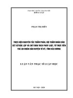 Thực hiện nguyên tắc thẩm phán, hội thẩm nhân dân xét xử độc lập và chỉ tuân theo pháp luật, từ thực tiễn tòa án nhân dân huyện tứ kỳ, tỉnh hải dương 
