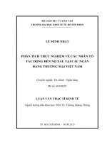 Phân tích thực nghiệm về các nhân tố tác động đến nợ xấu tại các ngân hàng thương mại việt nam 