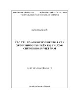 Các yếu tố ảnh hưởng đến bất cân xứng thông tin trên thị trường chứng khoán việt nam 