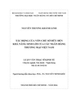 Tác động của vốn chủ sở hữu đến khả năng sinh lời của các ngân hàng thương mại việt nam 