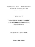Các nhân tố ảnh hưởng đến rủi ro tín dụng tại ngân hàng TMCP ngoại thương việt nam   chi nhánh bình thuận 