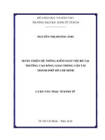 Hoàn thiện hệ thống kiểm soát nội bộ tại trường cao đẳng giao thông vận tải TP  HCM 