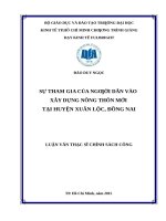 Sự tham gia của người dân vào xây dựng nông thôn mới tại huyện xuân lộc, đồng nai 