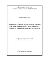 Mối quan hệ giữa tăng trưởng tổng tài sản và tỷ suất sinh lợi chứng khoán, bằng chứng thực nghiệm từ  thị trường chứng khoán việt nam 