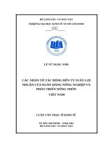 Các nhân tố tác động đến tỷ suất lợi nhuận của ngân hàng nông nghiệp và phát triển nông thôn việt nam 