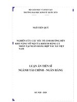 Nghiên cứu các yếu tố ảnh hưởng đến khả năng vỡ nợ của khách hàng cá nhân tại ngân hàng hợp tác xã việt nam 