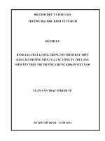 Đánh giá chất lượng thông tin trình bày trên báo cáo thường niên của các công ty thủy sản niêm yết trên thị trường chứng khoán việt nam 
