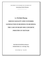 Service quality and customer satisfaction in business to business the case of ready mix concrete industry vietnam 