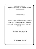 Giải pháp hạn chế ý định nghỉ việc của nhân viên văn phòng công ty cổ phần XNK y tế domesco khu vực TPHCM 