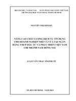 Nâng cao chất lượng dịch vụ tín dụng cho doanh nghiệp nhỏ và vừa tại ngân hàng TMCP đầu tư và phát triển việt nam chi nhánh nam đồng nai 