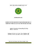 Nghiên cứu ứng dụng một số gen kháng bệnh bạc lá nhằm phát triển lúa lai ở các tỉnh phía bắc việt nam tt 