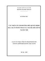 Các nhân tố ảnh hưởng đến quyết định mua xe ô tô hyundai của người tiêu dùng tại hà nội     