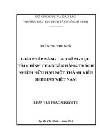 Giải pháp nâng cao năng lực tài chính của ngân hàng TNHH MTV shinhan việt nam