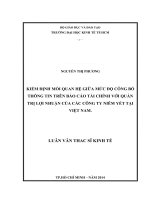 Kiểm định mối quan hệ giữa mức độ công bố thông tin trên báo cáo tài chính với quản trị lợi nhuận của các công ty niêm yết tại việt nam 