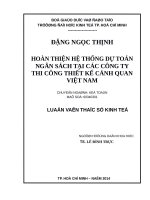 Hoàn thiện hệ thống dự toán ngân sách tại các công ty thi công thiết kế cảnh quan việt nam 