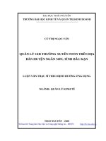 Quản lý chi thường xuyên ngân sách nhà nước trên địa bàn huyện ngân sơn, tỉnh bắc kạn 