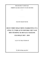 Hoàn thiện hoạt động marketing của công ty TNHH AUTO MOTORS việt nam đối với dòng xe RENAULT KOLEOS giai đoạn 2015   2018 