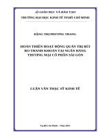 Hoàn thiện hoạt động quản trị rủi ro thanh khoản tại ngân hàng thương mại cổ phần sài gòn 