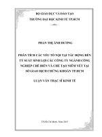 Phân tích các yếu tố nội tại tác động đến tỷ suất sinh lợi các công ty ngành công nghiệp chế biến và chế tạo niêm yết tại sở giao dịch chứng khoán thành phố hồ chí minh 