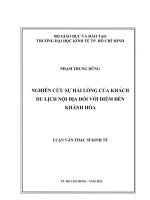 Nghiên cứu sự hài lòng của khách du lịch nội địa đối với điểm đến khánh hòa 