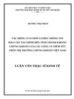 Tác động của chất lượng thông tin báo cáo tài chính đến tính thanh khoản chứng khoán của các công ty niêm yết trên thị trường chứng khoán việt nam 
