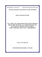 Các nhân tố ảnh hưởng đến quyết định sử dụng thẻ tín dụng của khách hàng tại ngân hàng thương mại cổ phần công thương việt nam   chi nhánh 9 