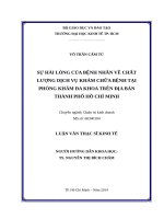 Sự hài lòng của bệnh nhân về chất lượng dịch vụ khám chữa bệnh tại phòng khám đa khoa trên địa bàn TPHCM 