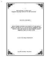 Hoàn thiện hành lang pháp lý cho hoạt động tín dụng của ngân hàng thương mại trong thể chế kinh tế thị trường định hướng XHCN ở việt nam 