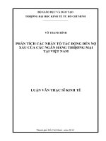 Phân tích các nhân tố tác động đến nợ xấu của các ngân hàng thương mại tại việt nam 