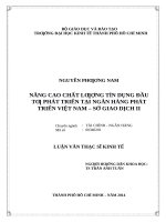 Nâng cao chất lượng tín dụng đầu tư phát triển tại ngân hàng phát triển việt nam   sở giao dịch II 